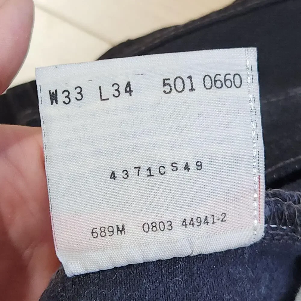 Vintage Y2K Levis 501 Jeans Mens 33x34 Black Button Fly Straight Denim Casual